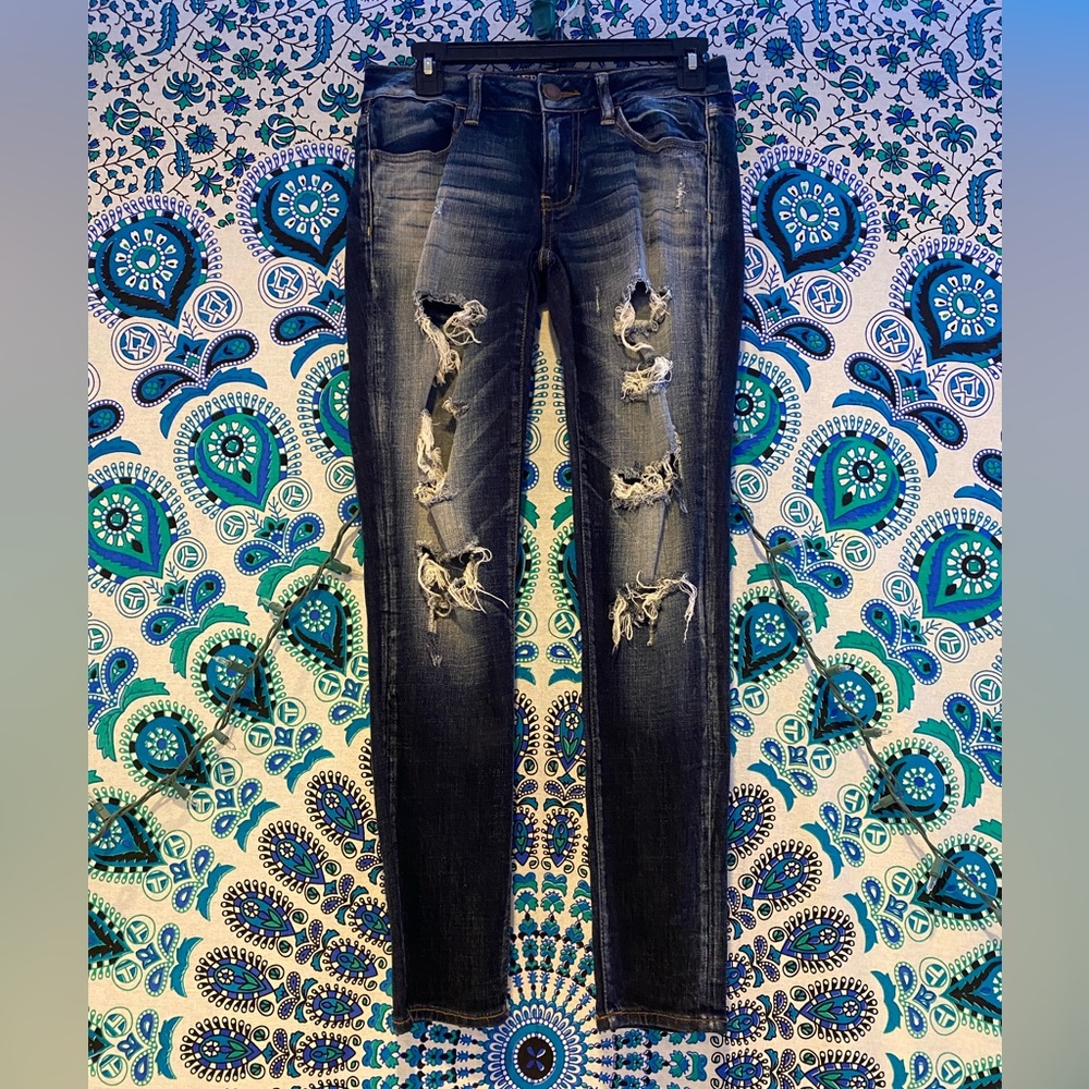 American eagle outfitters acid wash jeggings; size 0